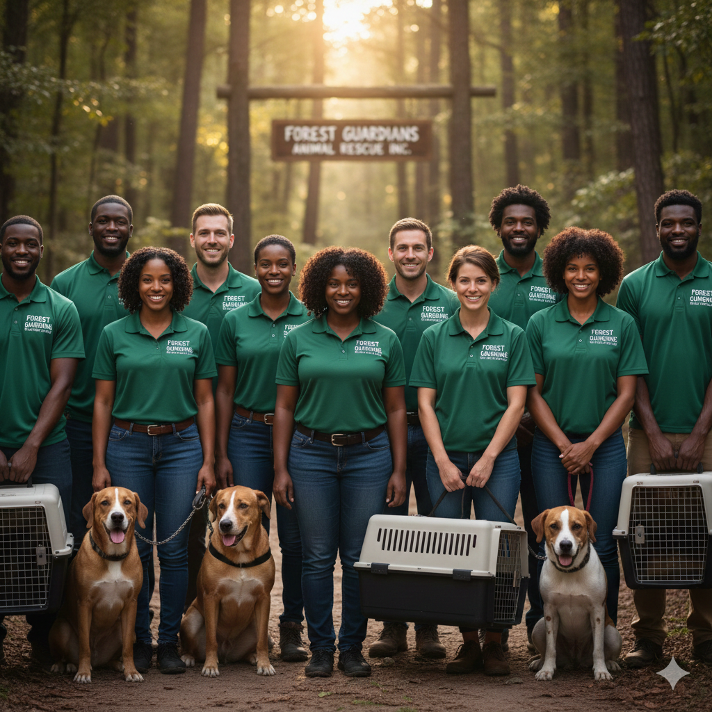 Volunteers with animals
